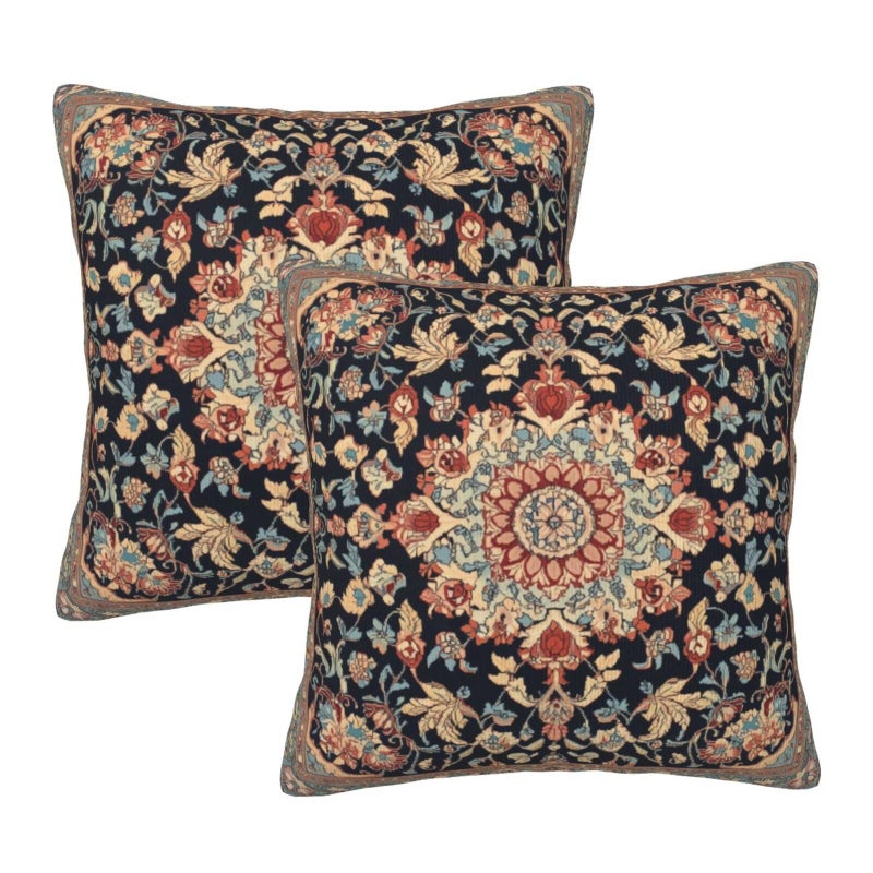 Droerfes Vintage Floral Throw Pillow Covers Set of 2 Couch Pillow Case Decoration Cushion Covers for Sofa Home Living Room Bedroom Outdoor 18X18 Inch - Image 1