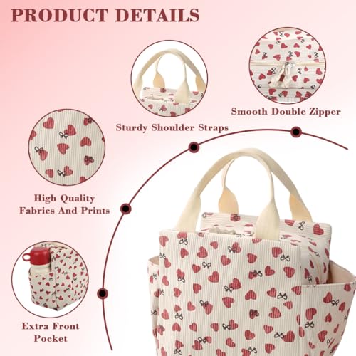 PALAY® Lunch Bag for Office Corduroy Tiffin Bags Reusable Insulated Lunch Box Holder Side Pockets Large Capacity Cooler for Work/Picnic/Travel - Image 3