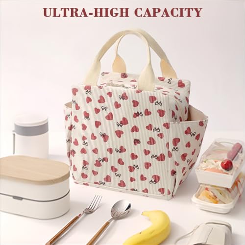 PALAY® Lunch Bag for Office Corduroy Tiffin Bags Reusable Insulated Lunch Box Holder Side Pockets Large Capacity Cooler for Work/Picnic/Travel - Image 5