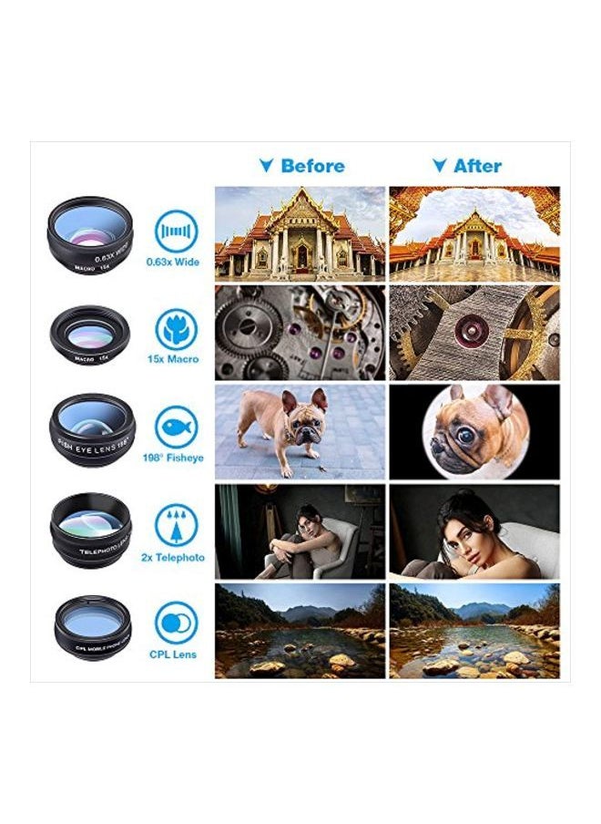 آبيكسل - طقم عدسات لكاميرا الهاتف 10 في 1 أسود / شفاف - Image 1