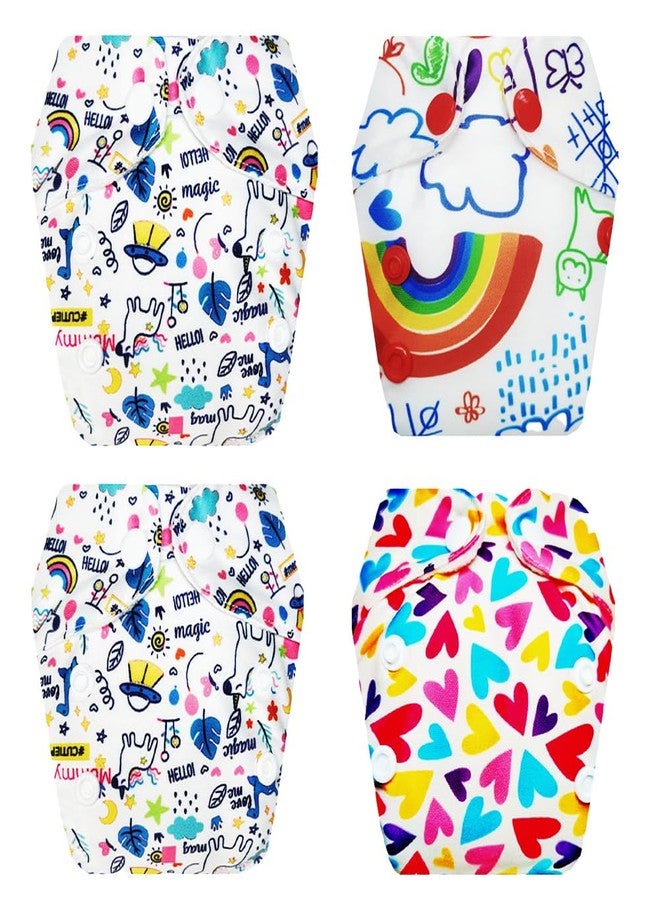 حفاضات قماشية فاخرة من دمبلدو للأطفال حديثي الولادة مع حشوة داخلية (عبوة من 4 قطع) | ملائمة ومريحة | تسمح بمرور الهواء | سهلة التنظيف | موثوق بها من قبل الأمهات | من 0 إلى 4 أشهر | للجنسين - Image 1