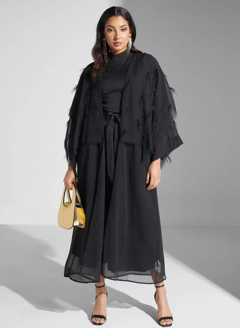 SINOIR Feather Detail Abaya