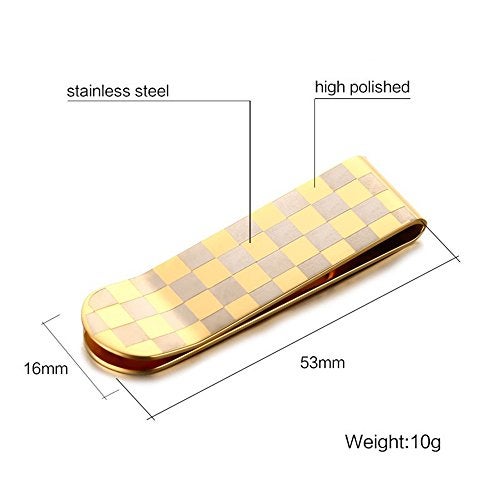 EKLOEN Stainless Steel Slim Money Clip Credit Card Holder Slim Wallet for Men and Women(Golden Pattern) - Image 2