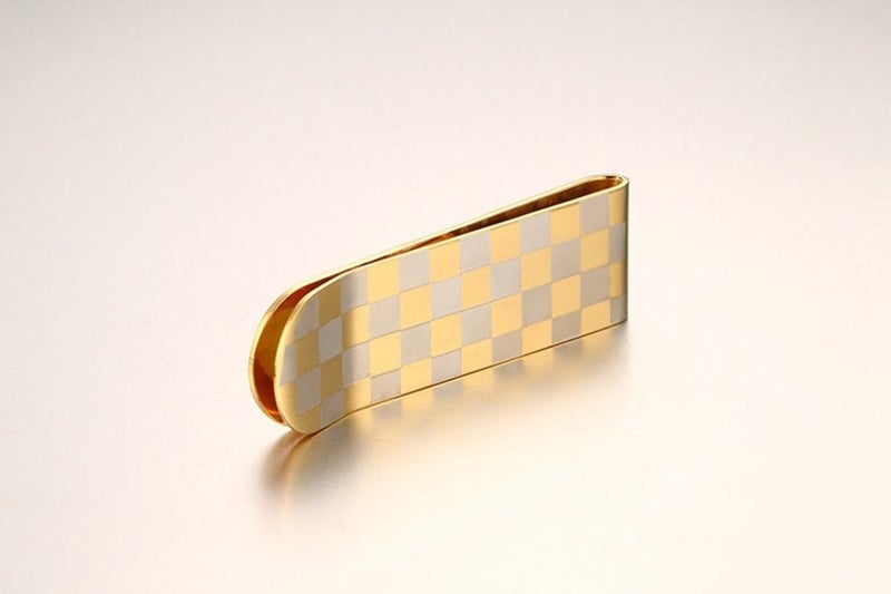 EKLOEN Stainless Steel Slim Money Clip Credit Card Holder Slim Wallet for Men and Women(Golden Pattern) - Image 4