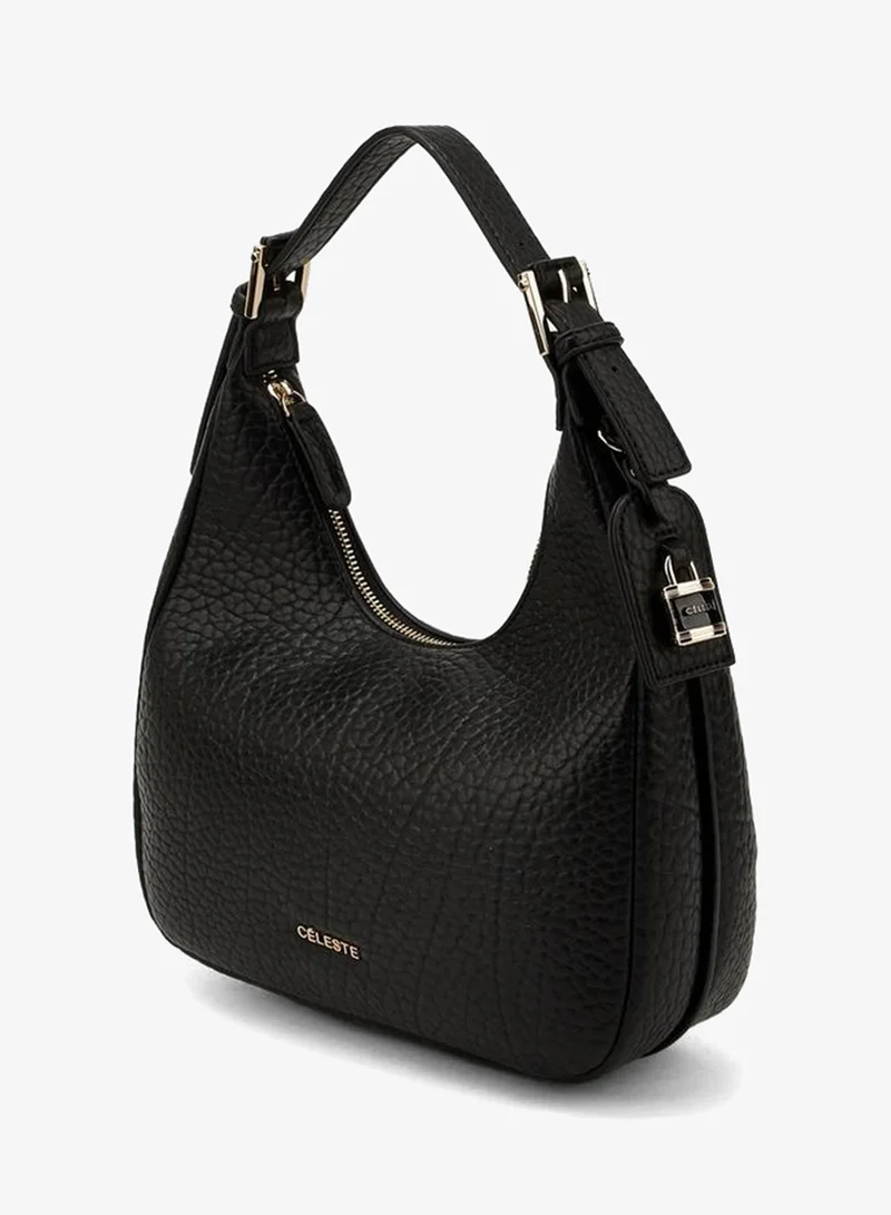 Celeste BLACK Textured Shoulder Bag With Adjustable Strap for Women | Best Price UAE