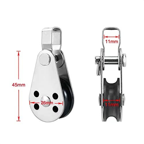 TISEKER 4 Pieces Stainless Steel Nylon Marine Pulley, Pulley Blocks Rope Runner Kayak Boat Parts Accessories for 0.08" to 0.32" Ropes - Image 4