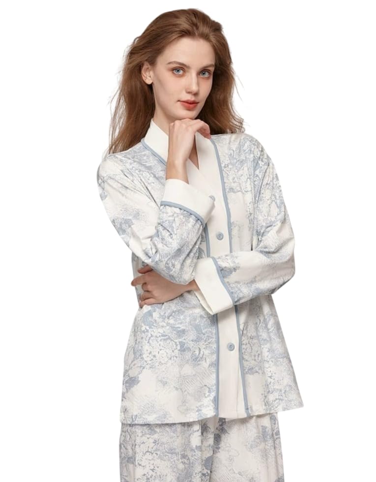 Celary Korean Style Women’s Night Suit|| Cute Printed Pajama Set with Long Sleeve Top & Pants|| Cotton Loungewear||Winter Night Dress|| Full Sleeves with Front Buttons - Image 1