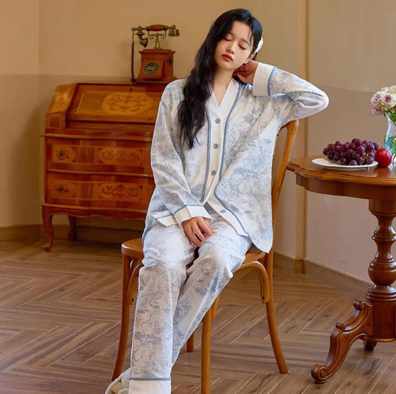 Celary Korean Style Women’s Night Suit|| Cute Printed Pajama Set with Long Sleeve Top & Pants|| Cotton Loungewear||Winter Night Dress|| Full Sleeves with Front Buttons - Image 2