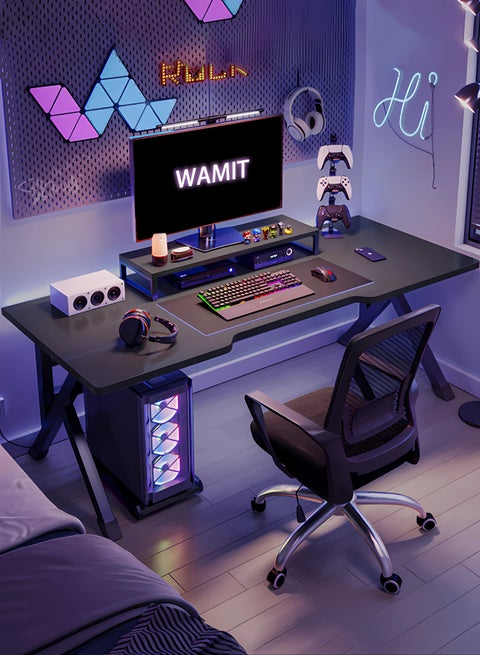 Gaming Table, Office Desk Computer table Gaming Desk,100 * 60CM Home Office Desk, Extra Large Modern Ergonomic Black PC Table Gamer Workstation Black(100*60*74CM)