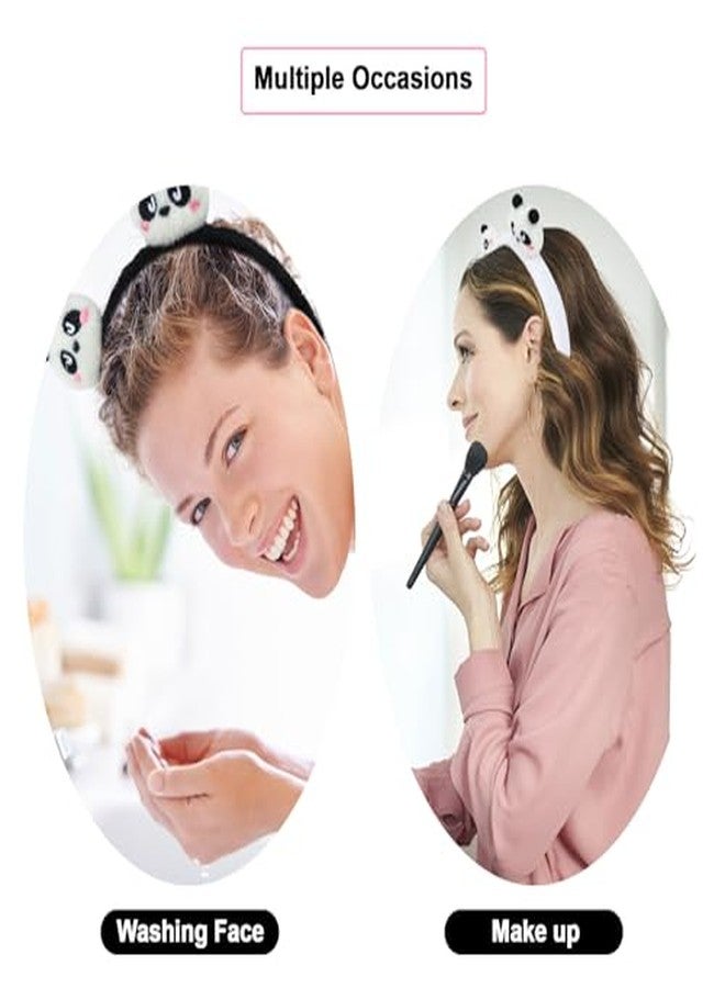 كوراسا طقم ربطات شعر كوراسا اللطيفة على شكل باندا، قطعتان، للنساء والفتيات والأطفال - ربطات شعر باللونين الأسود والأبيض لغسل الوجه والمنتجعات الصحية - إكسسوارات شعر قطيفة كاواي - Image 4