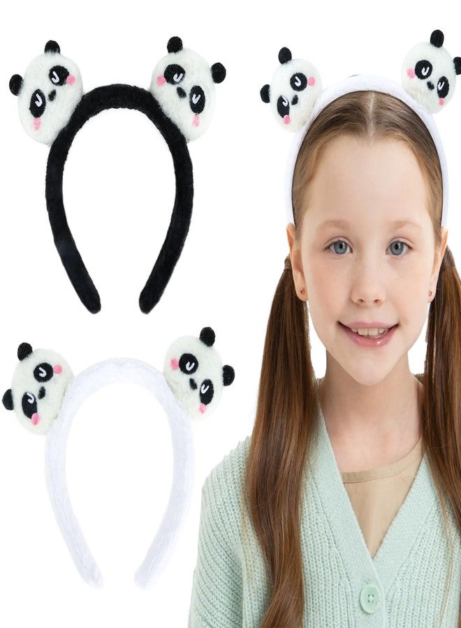 كوراسا طقم ربطات شعر كوراسا اللطيفة على شكل باندا، قطعتان، للنساء والفتيات والأطفال - ربطات شعر باللونين الأسود والأبيض لغسل الوجه والمنتجعات الصحية - إكسسوارات شعر قطيفة كاواي - Image 1
