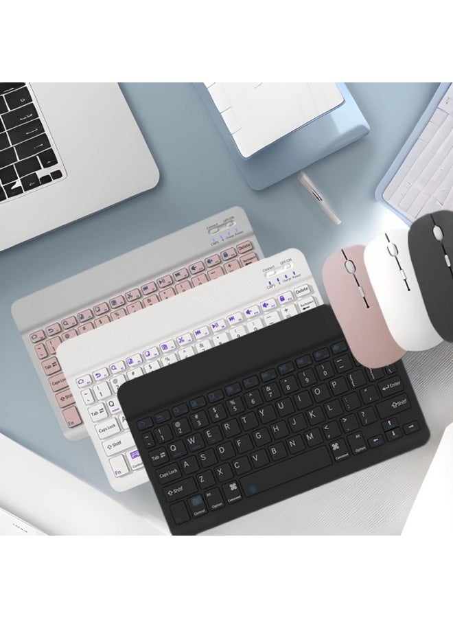Hot Sale Bluetooth Wireless Keyboard For Apple Ipad For Huawei Matepad Tablet Bass Mini Cute-Color:Pink-Product Type:Keyboard + Dual-mode Mouse (mouse Charging Model) - Image 2