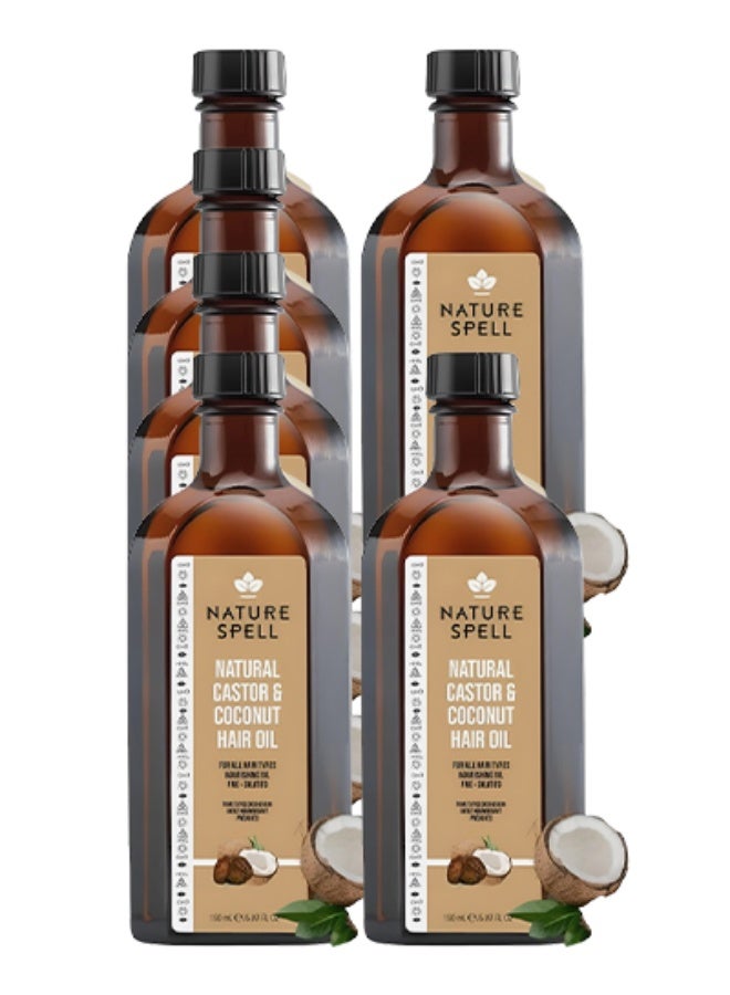 Nature Spell 7 Pieces Natural Castor And Coconut Hair Oil For All Hair Types 150ml - Image 1