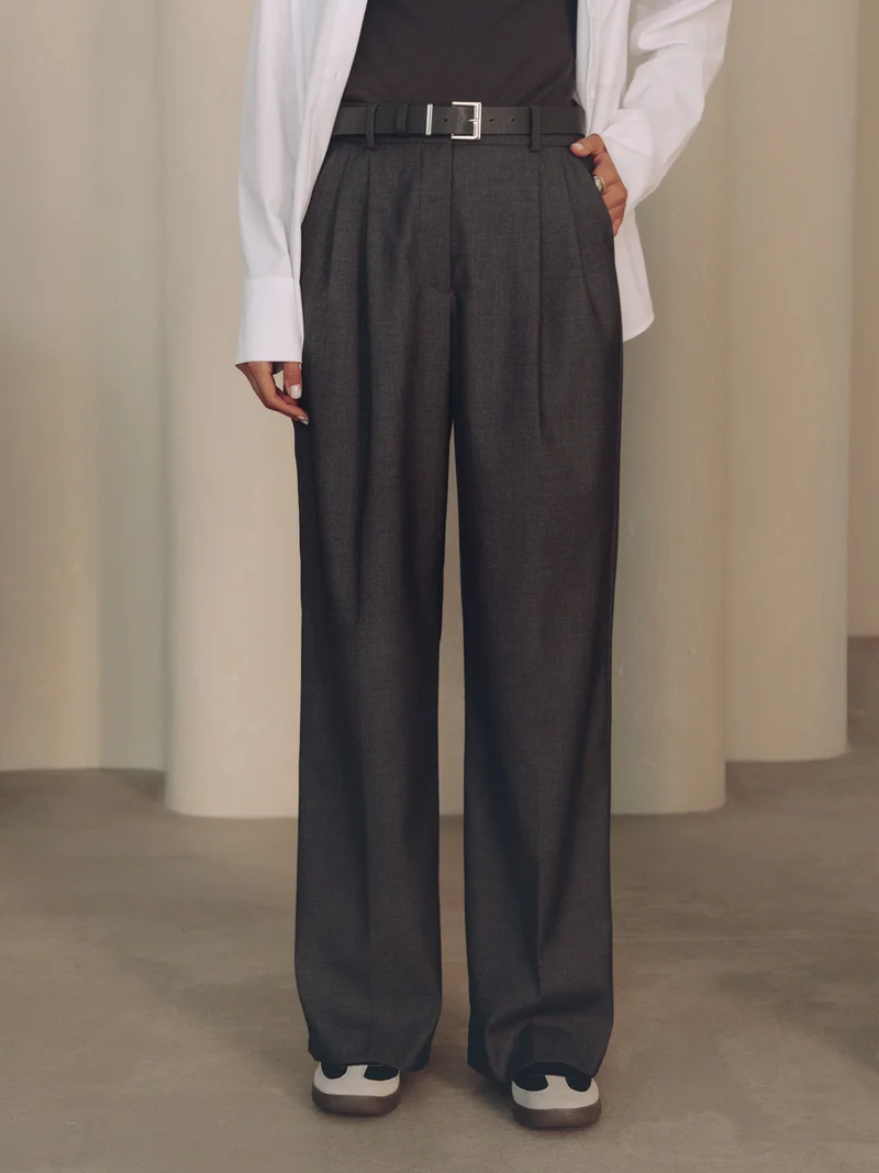 Lichi Trousers with a wide eco-leather belt