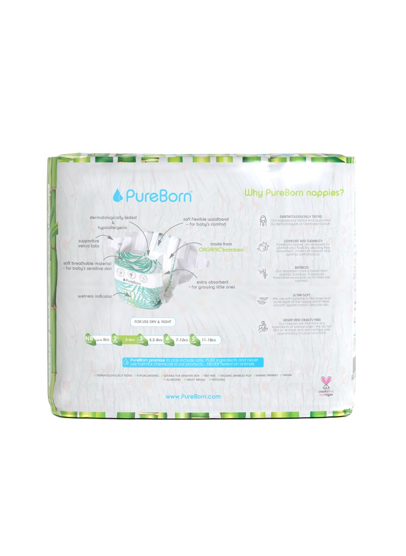 PureBorn Organic Diapers Size-2 3-6kg Master Value Pack Daisy Print 128 Diapers  - Image 2