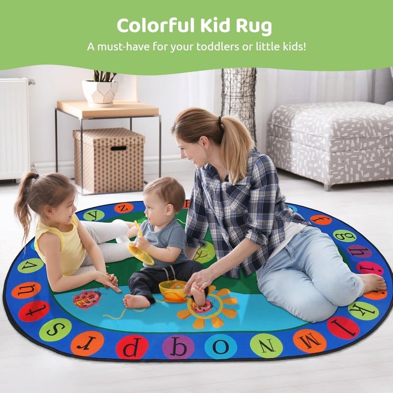 Educational ABC Kids Rug 47 X 31 Inches Non Slip Playroom Carpet Colorful Learning Alphabet Mat - Image 3