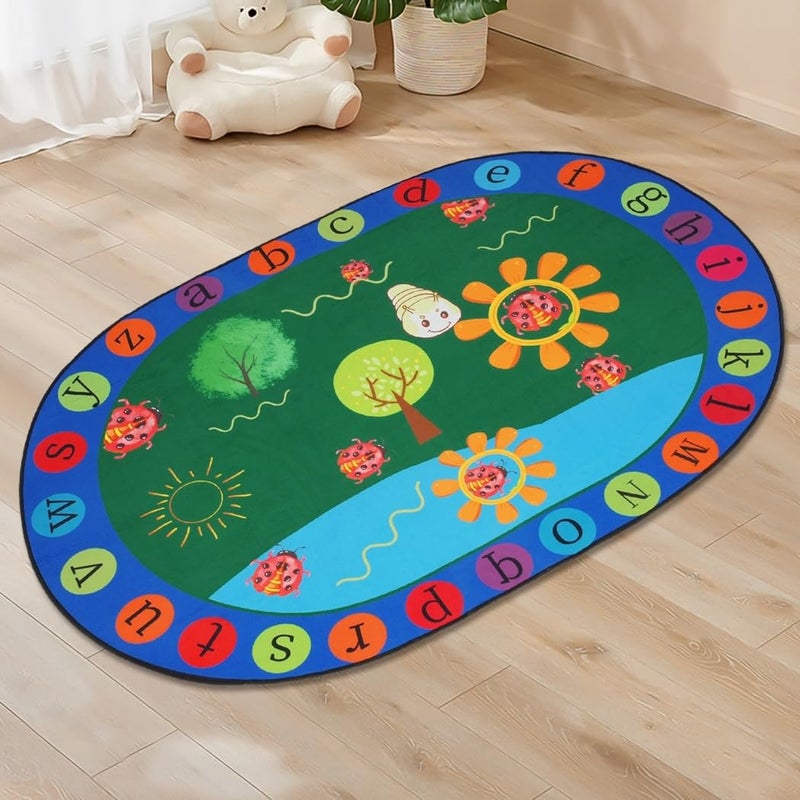Educational ABC Kids Rug 47 X 31 Inches Non Slip Playroom Carpet Colorful Learning Alphabet Mat - Image 2