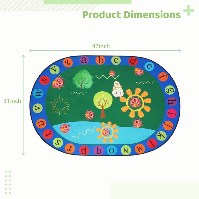 Educational ABC Kids Rug 47 X 31 Inches Non Slip Playroom Carpet Colorful Learning Alphabet Mat - Image 5