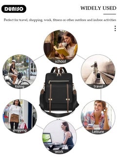 DUNISO Women Backpack Purse, Waterproof Backpack for Girl Woman Black Travel Bookbag Lady Shoulder Bag, Lightweight Ladies Fashion Daily Backpack Anti-theft Casual Daypack  - Image 3