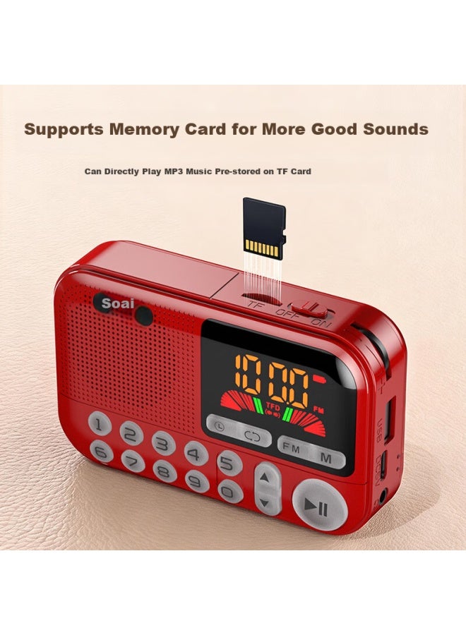Soaiy Sd-07 Radio Elderly Semiconductor Rechargeable Lightweight Portable Card Slot Mini Speaker Fm Broadcast Music Opera Story Bluetooth Player Gift Red - Image 2