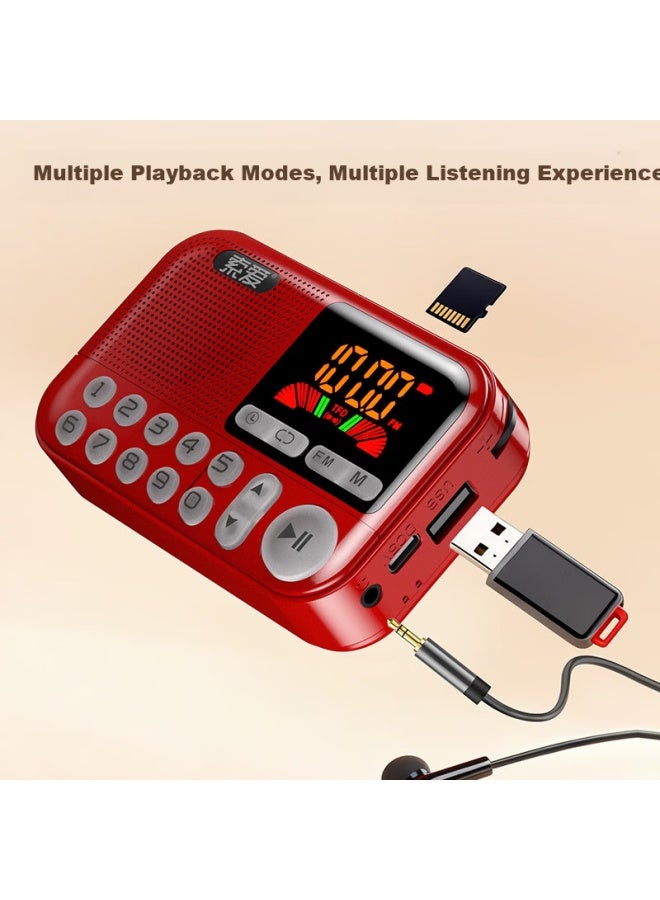 Soaiy Sd-07 Radio Elderly Semiconductor Rechargeable Lightweight Portable Card Slot Mini Speaker Fm Broadcast Music Opera Story Bluetooth Player Gift Red - Image 3