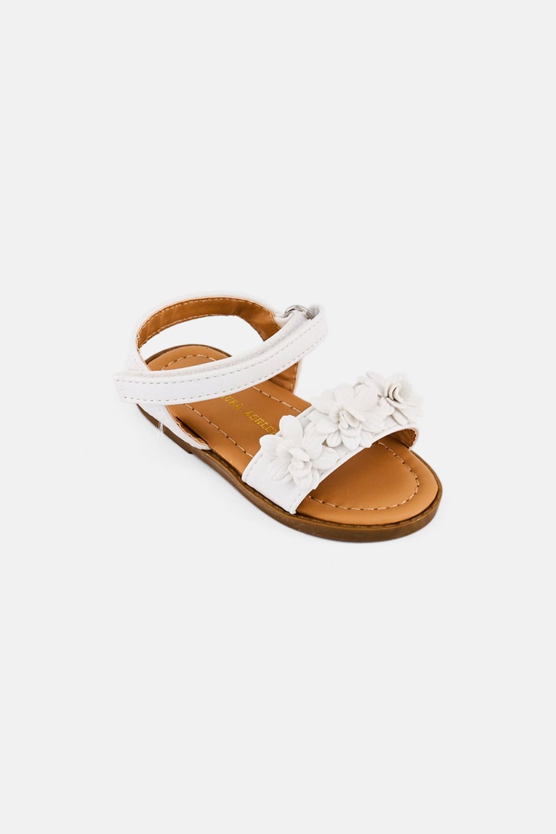 LAURA ASHLEY Toddlers Girl Leather Velcro Closure Sandals, White - Image 1