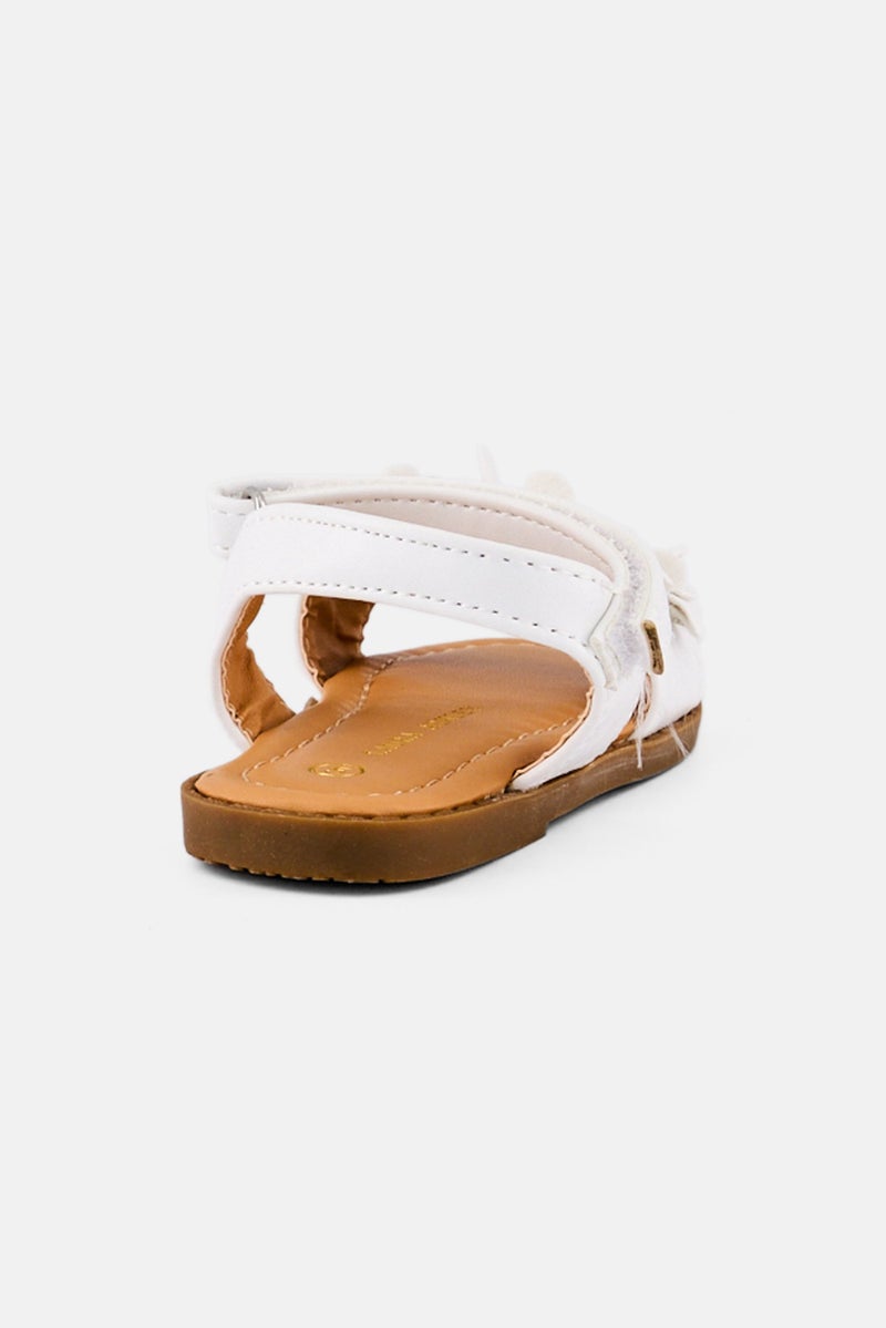 LAURA ASHLEY Toddlers Girl Leather Velcro Closure Sandals, White - Image 2