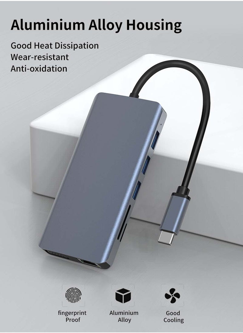 ليوكور - موزع USB C، محطة إرساء USB C 12 في 1، محول متعدد المنافذ ثلاثي العرض، شاشة مزدوجة اتش دي ام اي في جي ايه، جيجابت إيثرنت، 100 وات PD، 4 منافذ USB، قارئ بطاقة TF/SD، صوت، لجهاز ماك بوك برو والمزيد - Image 1
