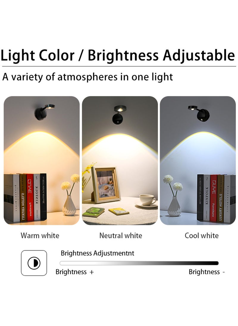 Arabest Smart Wall Light with Rechargeable Battery - LED Wall Light with Motion Sensor & 3 Color Temperatures (3000K/4000K/6000K) - 360° Rotating Wireless Wall Lamp for Art, Closet, Bedroom, Staircase and Hallway  - Image 5