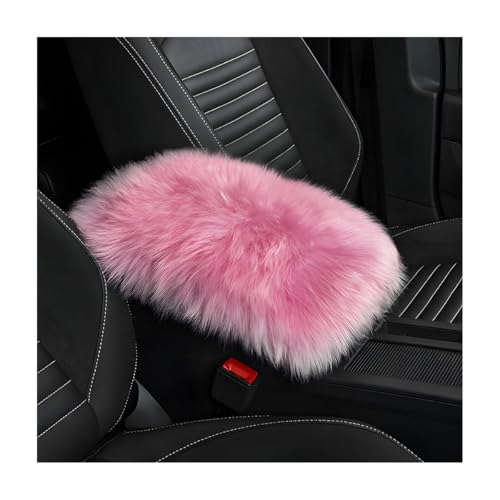 Wevdn Car Center Console Cover Pad Fluffy Middle Console Pad Armrest Seat Box Cover Universal Furry Arm Rest Decoration Protector for Car Truck SUV Interior Car Accessories Pink - Image 1