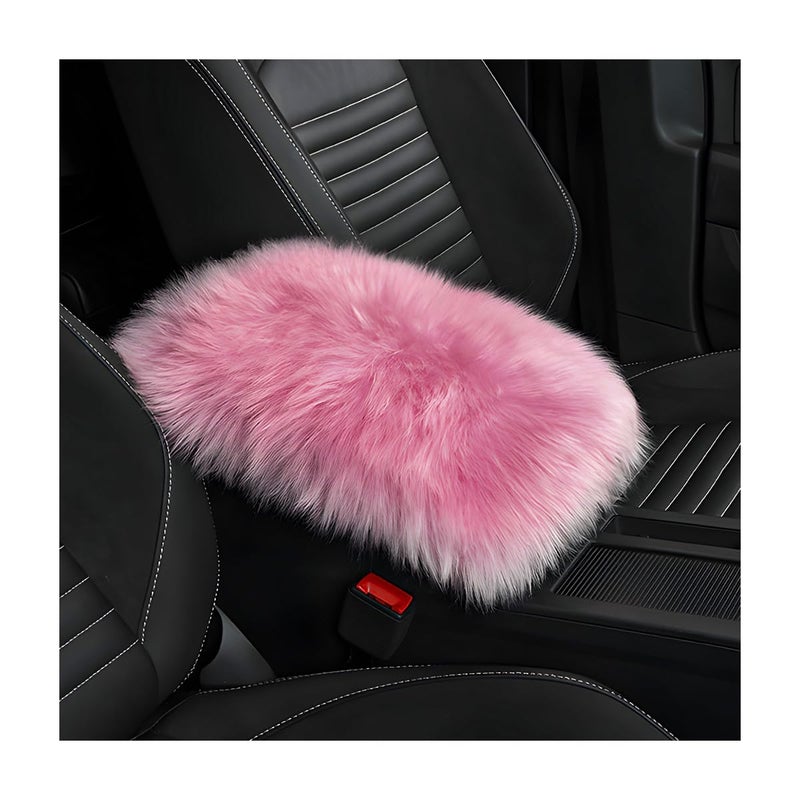 Wevdn Car Center Console Cover Pad Fluffy Middle Console Pad Armrest Seat Box Cover Universal Furry Arm Rest Decoration Protector for Car Truck SUV Interior Car Accessories Pink - Image 3