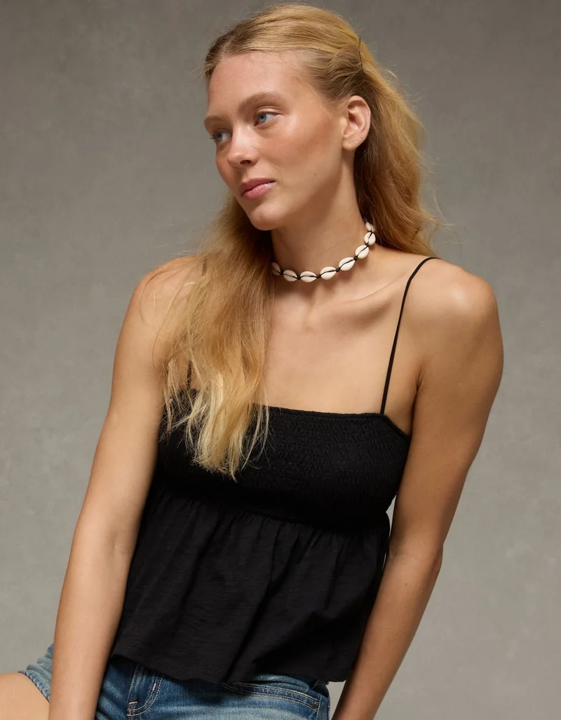 American Eagle  AE Sunchaser Babydoll Smocked Tank Top for Women | Best Price UAE