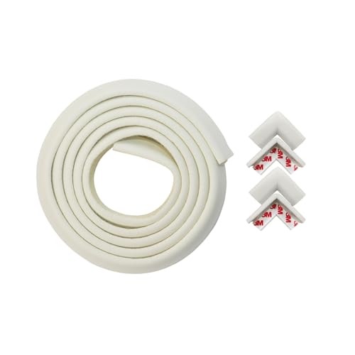 BabySafeHouse Pre-Taped Furniture Edge Guard and Corner Protector - 6.5ft Edge + 4 Corner Guards (White Color) for Baby Proofing & Child Safety - Image 1