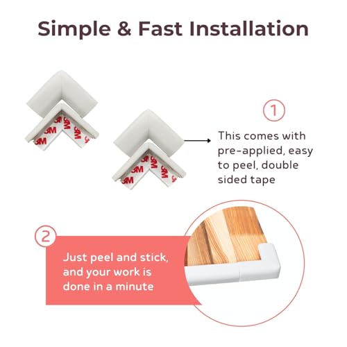 BabySafeHouse Pre-Taped Furniture Edge Guard and Corner Protector - 6.5ft Edge + 4 Corner Guards (White Color) for Baby Proofing & Child Safety - Image 3