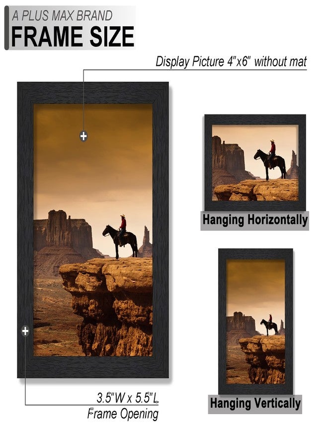A PLUS MAX 4x6 Picture Frame Set of 2, Black Engineered Wood Frame for 4 x 6 Inch Picture Poster Photo, Light Weight 4 by 6 Frame with Wood-grain for Wall - 2 Pack/Black/4"x6" - Image 4