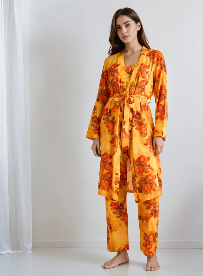 Splash FAV Pyjama Set with Robe Sleeveless Top & Pyjamas