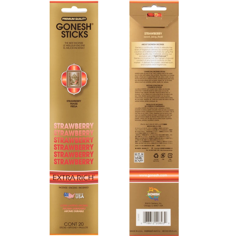 Gonesh - Extra Rich Scented Incense Sticks - Non-Toxic 10â€ Slow Burn Aromatic Sticks - Strawberry - 80 Pack - Image 2