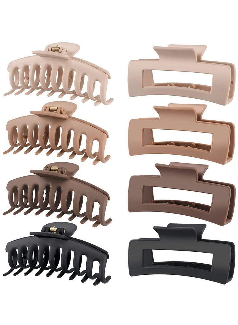Oasisgalore 8 Pack 4.3 Inch Large Hair Puff Claw Clips, Salon Hair Accessories for Women Girls, Neutral Colors.  - Image 1