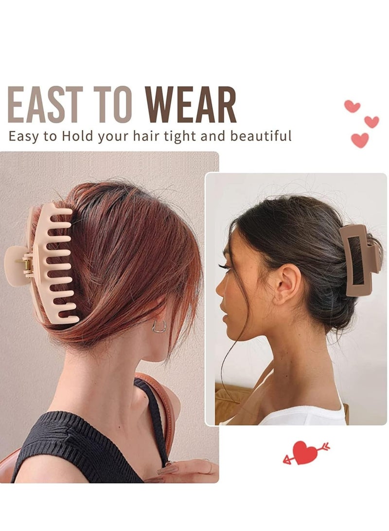 Oasisgalore 8 Pack 4.3 Inch Large Hair Puff Claw Clips, Salon Hair Accessories for Women Girls, Neutral Colors.  - Image 2