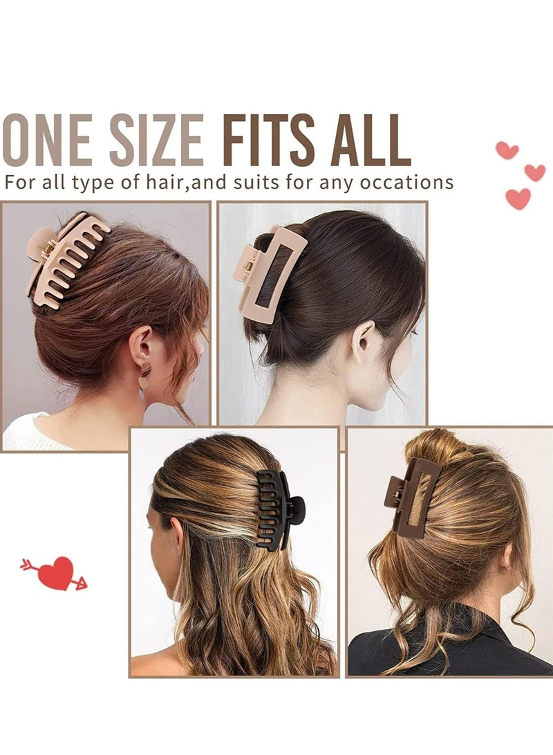 Oasisgalore 8 Pack 4.3 Inch Large Hair Puff Claw Clips, Salon Hair Accessories for Women Girls, Neutral Colors.  - Image 4
