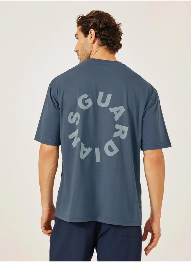Styli Font Text Print Short Sleeve Oversized T-Shirt