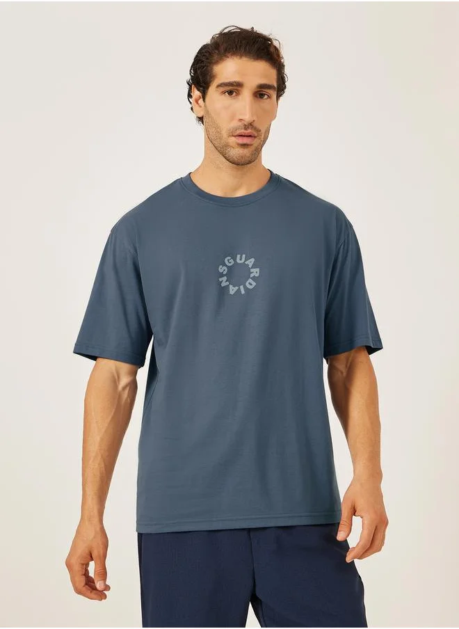 Styli Font Text Print Short Sleeve Oversized T-Shirt