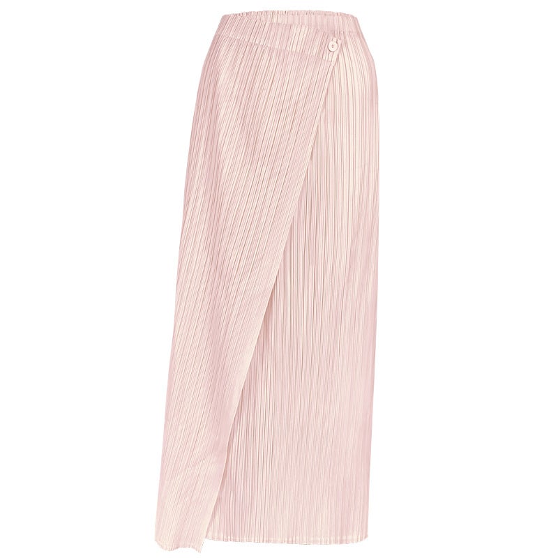 2024 Spring Pleated Outfit Korean Long Sleeve Top Skirt Set for Women Pink Skirt