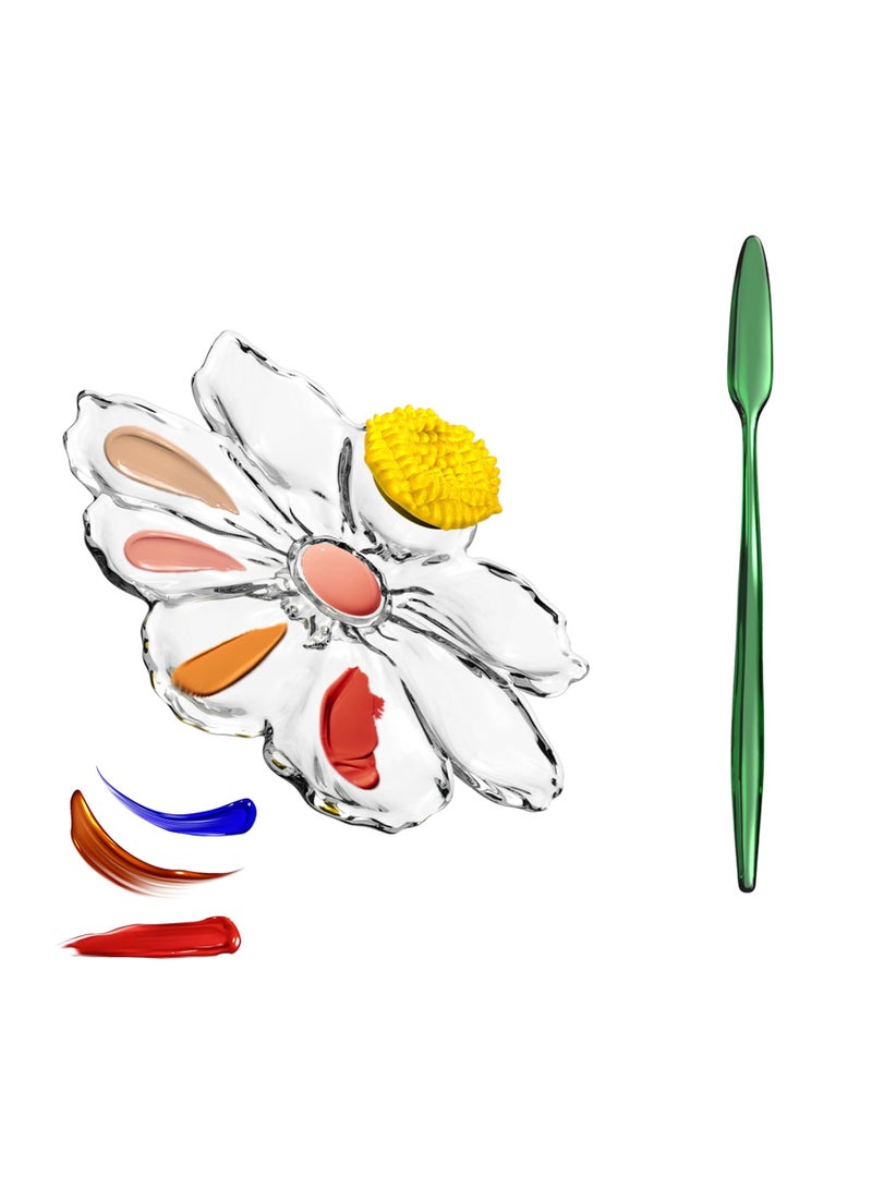 SYOSI Transparent Acrylic Makeup Palette, Handheld Makeup Mixing Tray Dual-Use Makeup Palette Makeup Artist Acrylic Palette Hygienic and Reusable Makeup Mixing Palette Innovative Acrylic Palette for Makeup - Image 1