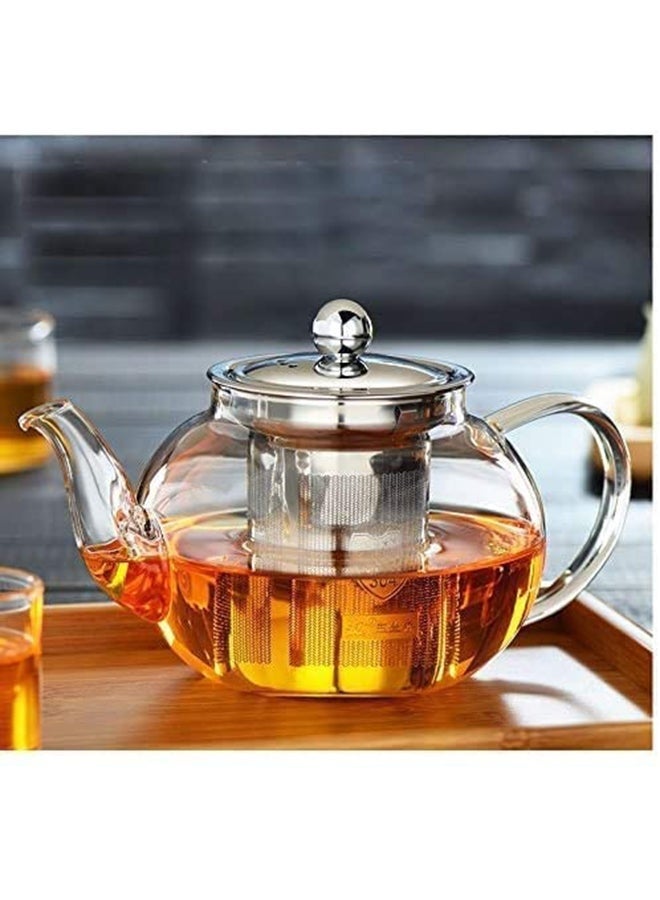 CHASE Borosilicate Teapot with Stainless Steel Infuser, Heat-Resistant, Transparent/Silver, 1500ml - Image 1