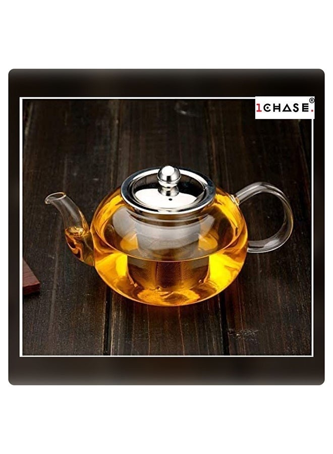 CHASE Borosilicate Teapot with Stainless Steel Infuser, Heat-Resistant, Transparent/Silver, 1500ml - Image 3