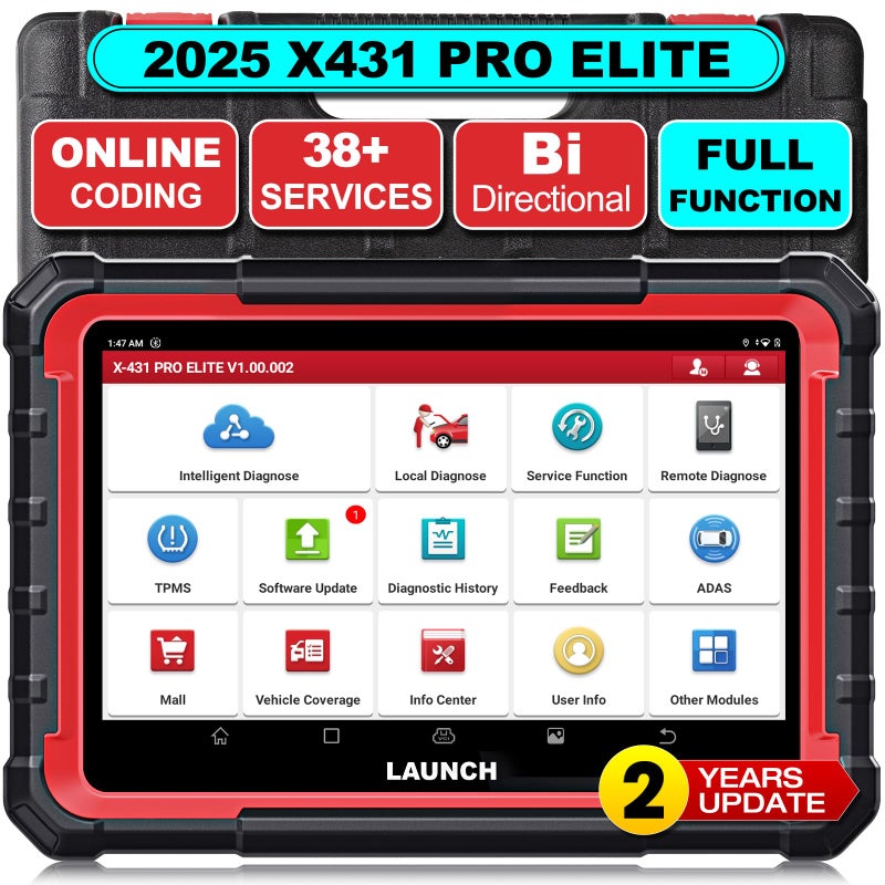 LAUNCH X431 PRO Elite 2025 New Model Fully Functional Bidirectional Scanner with CANFDDOIPECU Coding38 ResetsFCA AutoAuthFull System Scanner for All Cars2Year Update
