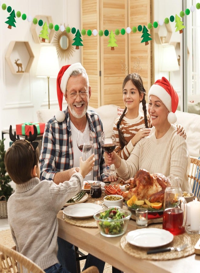 وولاين لافتة عيد الميلاد من اللباد من Whaline، زينة معلقة ثلاثية الأبعاد لشجرة عيد الميلاد، لون أخضر وأبيض، مزينة بكرات بوم، لتزيين المنزل والمدفأة والجدار والنافذة، لوازم الحفلات - Image 5