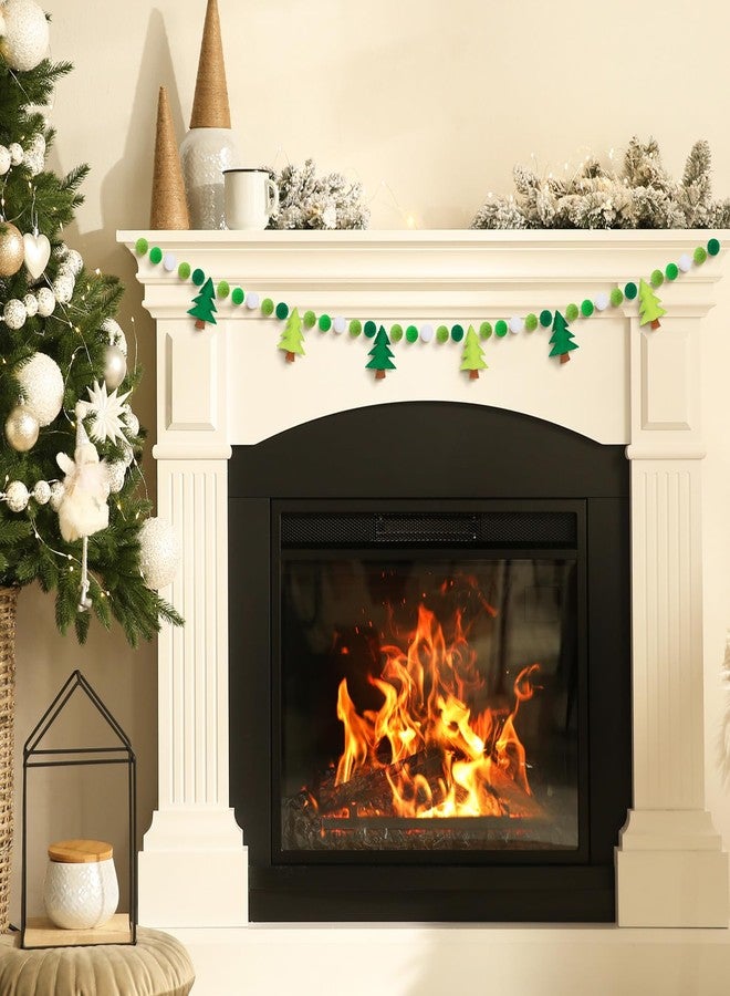 وولاين لافتة عيد الميلاد من اللباد من Whaline، زينة معلقة ثلاثية الأبعاد لشجرة عيد الميلاد، لون أخضر وأبيض، مزينة بكرات بوم، لتزيين المنزل والمدفأة والجدار والنافذة، لوازم الحفلات - Image 4