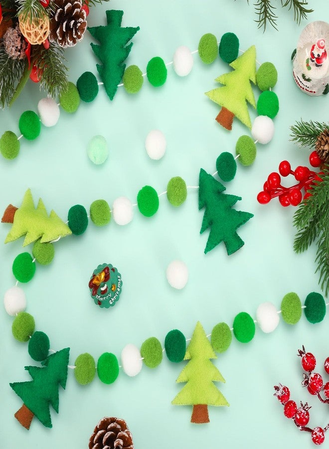 وولاين لافتة عيد الميلاد من اللباد من Whaline، زينة معلقة ثلاثية الأبعاد لشجرة عيد الميلاد، لون أخضر وأبيض، مزينة بكرات بوم، لتزيين المنزل والمدفأة والجدار والنافذة، لوازم الحفلات - Image 3